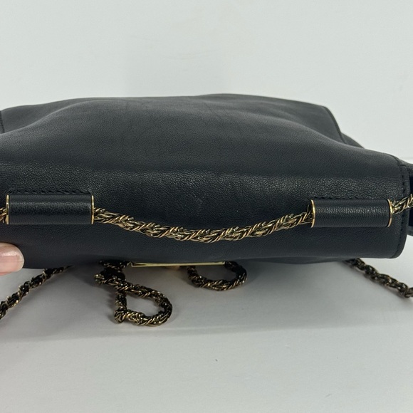 Chloe Elsie Black Leather Crossbody Bag Small Gold Chain Hardware With Dustbag - Picture 5 of 16